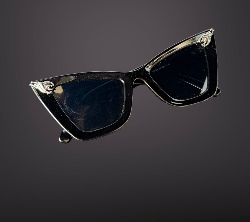 B*tch Bat Charm Black Sunglasses