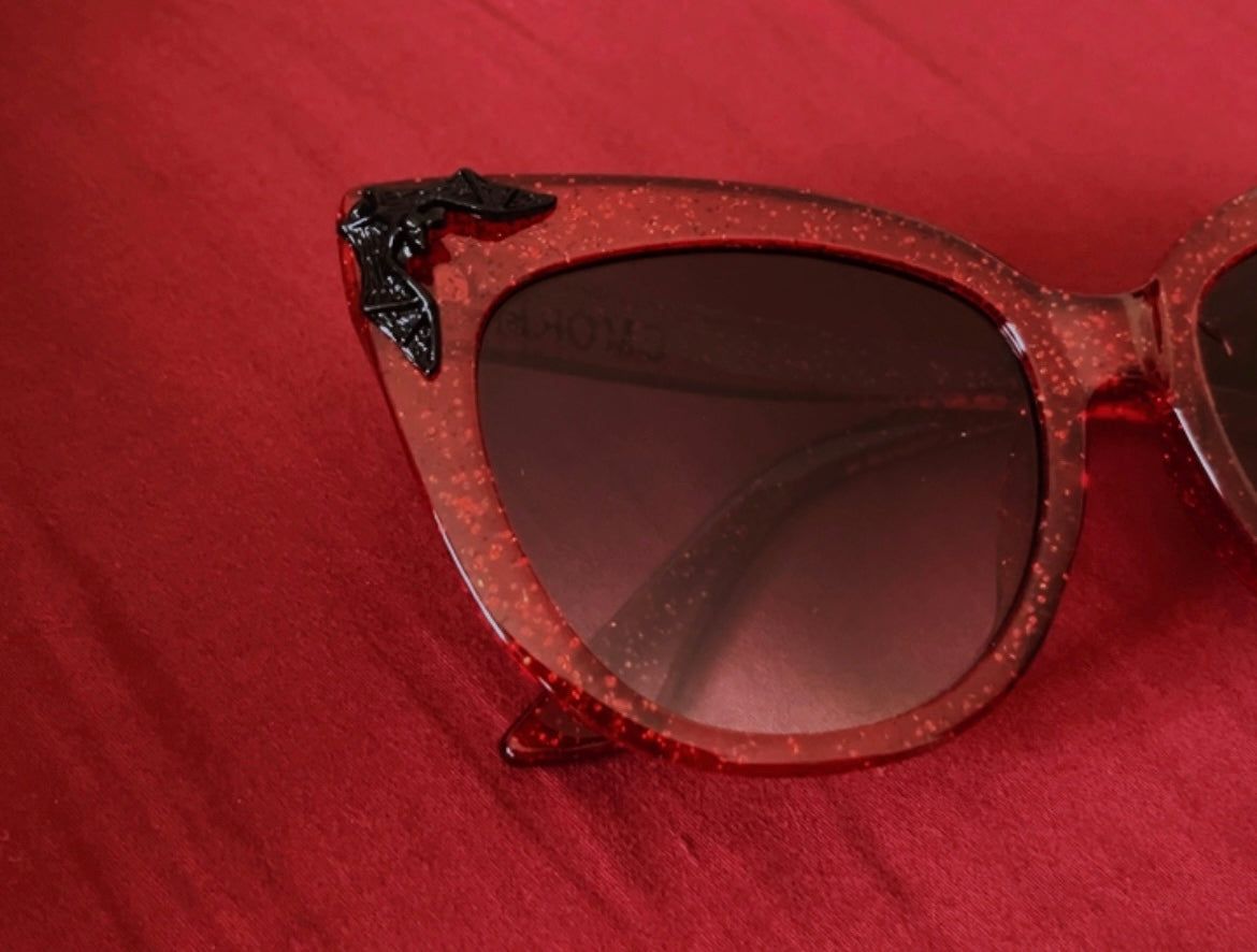 Cat-Eye Black Bat Charm Sunglasses