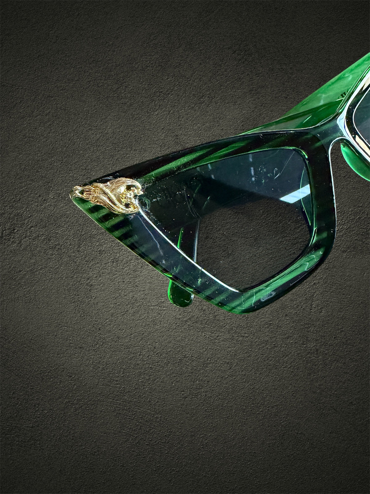 B*tch|Green and Black Stripe| Bat Charms Sunglasses