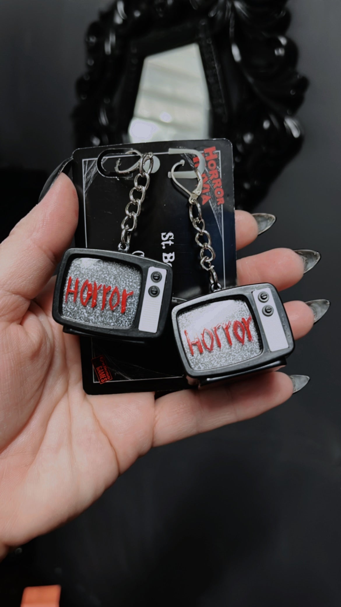Mini TV Terror Horror Earrings & Keychains