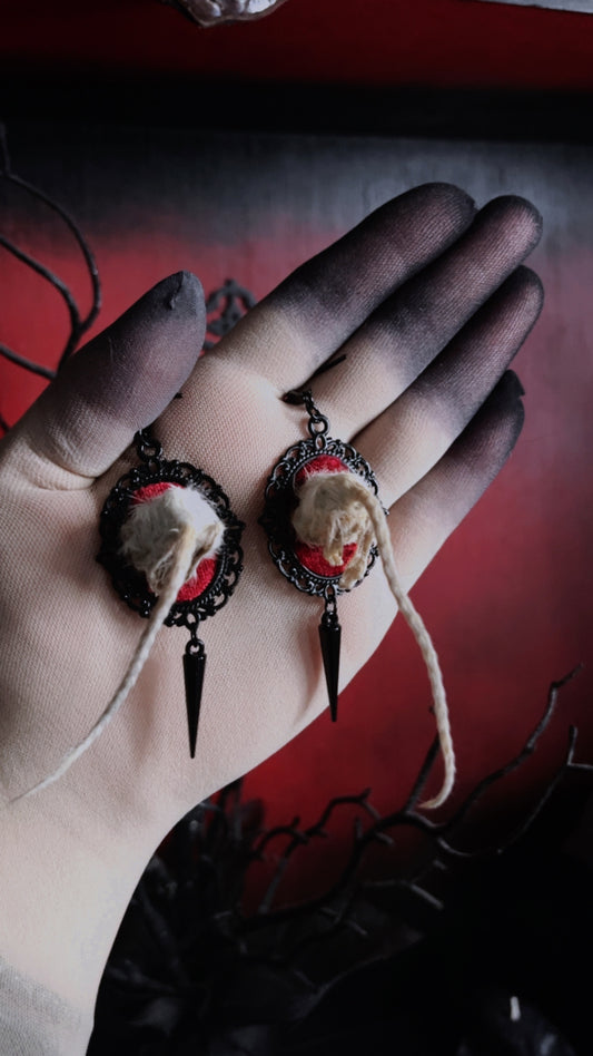 Mice-Ass and Tail Taxidermy Earrings