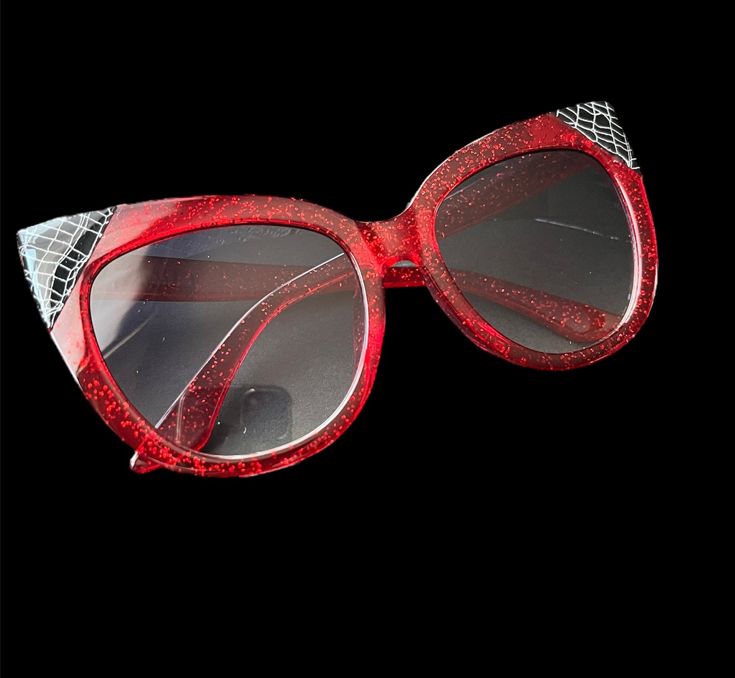 Preserved Spiderweb Wide Suglasses Red Glitter